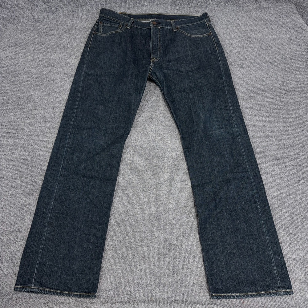 Levis 501 Jean Men 36x32‎ Blue Dark Wash Denim Original Straight Button Fly